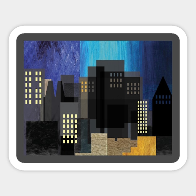 Golden Blue-Black Skyline Sticker by magentasponge